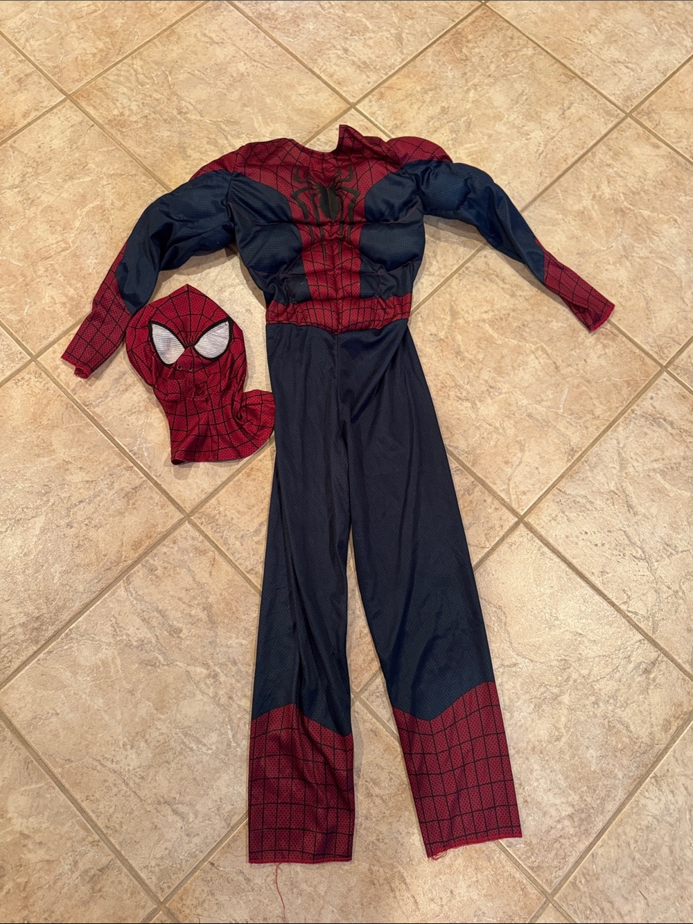 Marvel Spider-Man Red and Blue Muscle Chest Jumpsuit with Mask